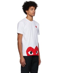 Comme Des Garcons Play White Red Half Heart T Shirt