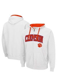 Colosseum White Clemson Tigers Arch Logo 20 Full Zip Hoodie