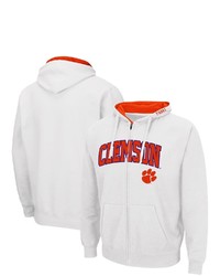 Colosseum White Clemson Tigers Arch Logo 30 Full Zip Hoodie