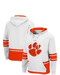 Colosseum White Clemson Tigers Lace Up 30 Pullover Hoodie