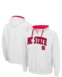 Colosseum White Nc State Wolfpack Arch Logo 20 Full Zip Hoodie
