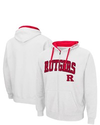Colosseum White Rutgers Scarlet Knights Arch Logo 20 Full Zip Hoodie