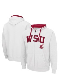 Colosseum White Washington State Cougars Arch Logo 20 Full Zip Hoodie