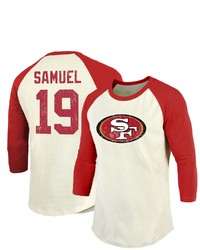 Majestic Threads Fanatics Branded Deebo Samuel Creamscarlet San Francisco 49ers Vintage Player Name Number Raglan 34 Sleeve T Shirt At
