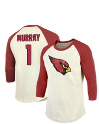 Majestic Threads Fanatics Branded Kyler Murray Creamcardinal Arizona Cardinals Vintage Player Name Number Raglan 34 Sleeve T Shirt At