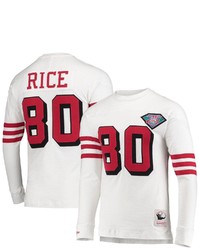 Mitchell & Ness Jerry Rice White San Francisco 49ers 1994 Retired Player Name Number Long Sleeve T Shirt