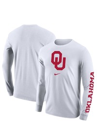 Nike White Oklahoma Sooners Team Lockup 2 Hit Long Sleeve T Shirt