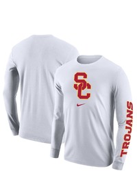 Nike White Usc Trojans Team Lockup 2 Hit Long Sleeve T Shirt