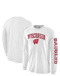 FANATICS White Wisconsin Badgers Distressed Arch Over Logo Long Sleeve Hit T Shirt At Nordstrom