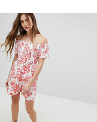 Wednesday's Girl Bardot Playsuit In Tropical Floral Print
