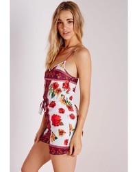 Missguided Scarf Print Strappy Playsuit Multi