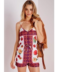 Missguided Scarf Print Strappy Playsuit Multi