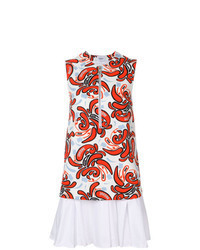 White and Red Print Shift Dress