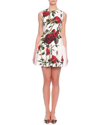 Dolce & Gabbana Rose Print Flounce Dress