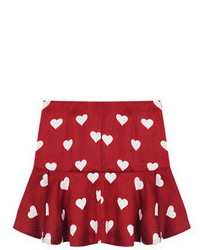 Hearts Print Flouncing Bodycon Skirt