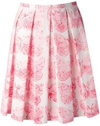 RED Valentino Butterfly Print Pleated Skirt