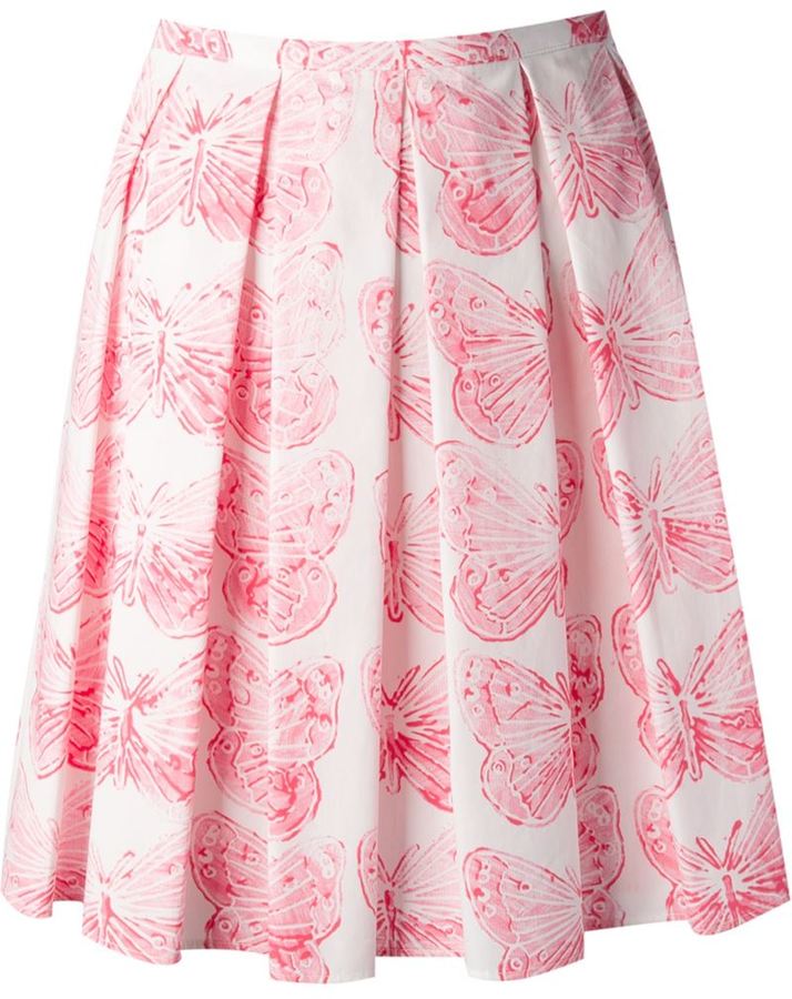 RED Valentino Print Pleated Skirt, | | Lookastic