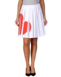 White and Red Print Skirt