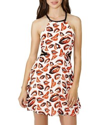 White and Red Print Tank Dress