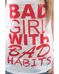 Tag Twenty Two Bad Girl Burnout Tank In White