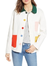 White and Red Shirt Jacket
