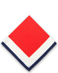 White and Red Silk Pocket Square