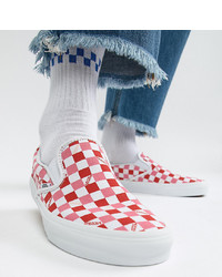 White and Red Slip-on Sneakers