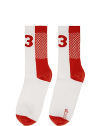 Y-3 Red And White Logo Socks