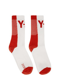 Y-3 Red And White Logo Socks