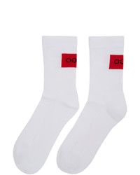 Hugo Two Pack White And Red Reverse Logo Socks