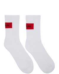 Hugo Two Pack White And Red Reverse Logo Socks