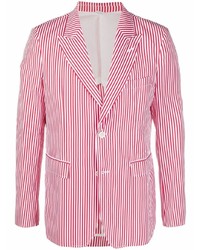 White and Red Vertical Striped Blazer