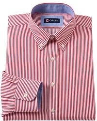 Chaps Classic Fit Striped Wrinkle Free Button Down Collar Dress Shirt