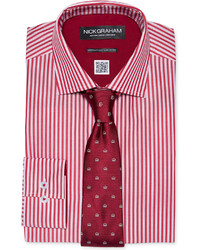 Nick Graham Red Stripe Dress Shirt Tie Set