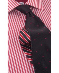 Nick Graham Shirttie Set Red Stripe Shirt Black Pin Dot Tie