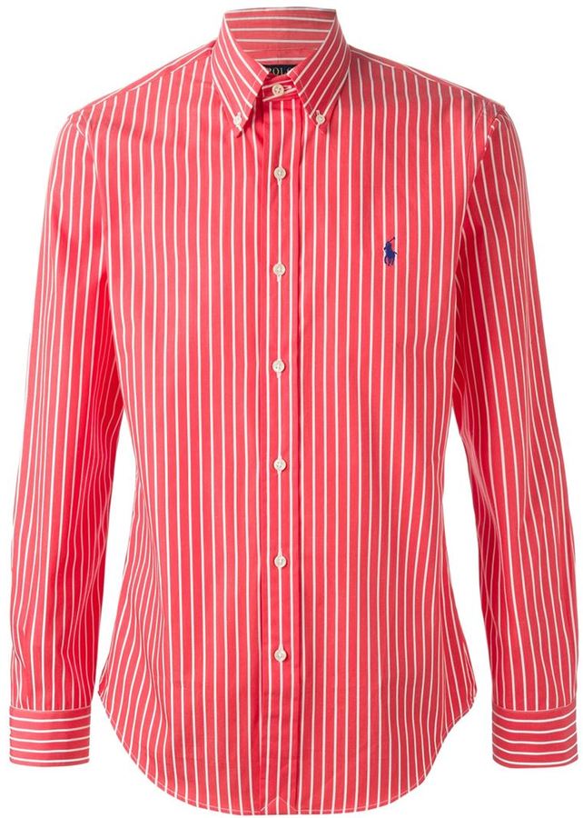 ralph lauren red white striped shirt