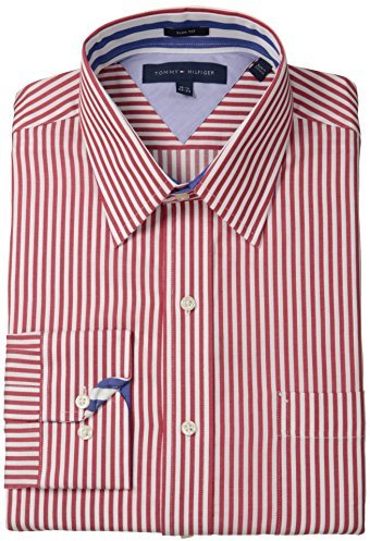 tommy hilfiger red and white striped shirt