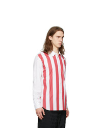Comme Des Garcons Homme Plus White And Red Broad Stripe Shirt