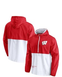 FANATICS Branded Redwhite Wisconsin Badgers Thrill Seeker Half Zip Hoodie Anorak Jacket