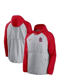 Nike Gray St Louis Cardinals Mesh Logo Essential Full Zip Hoodie Jacket
