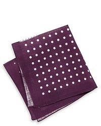 Hugo Boss Pocket Square Linen Print Dark Purple