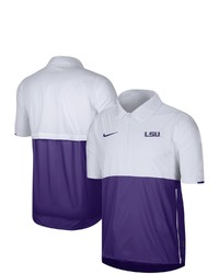 Nike White Lsu Tigers Coaches Half Zip Pullover Jacket