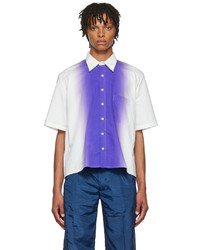 White and Violet Short Sleeve Shirt