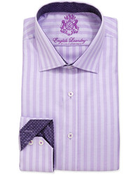 English Laundry Sateen Gingham Long Sleeve Dress Shirt Violet