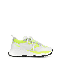 White and Yellow Athletic Shoes