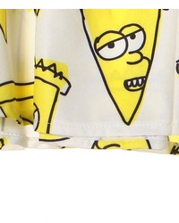 ChicNova Preppy Style Cartoon Print Short Sleeves Yellow Dress