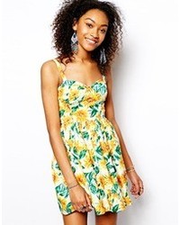Band of Gypsies Cupped Cami Dress In Sunflower Print