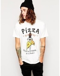 Lazy Oaf T Shirt With Pizza Death Print