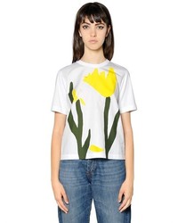 Marni Open Back Printed Cotton Poplin T Shirt