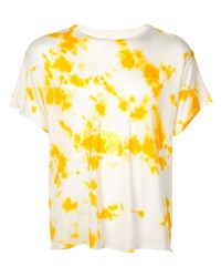 White and Yellow Tie-Dye Crew-neck T-shirt